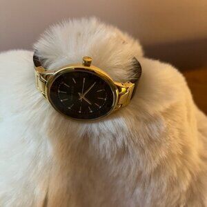 Anne Klein Gold Leopard Print Watch